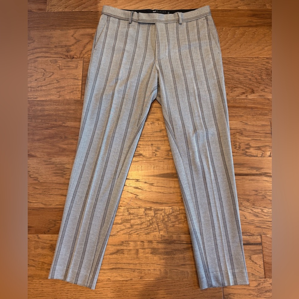 ASOS Men's Gray Pinstripe Dress Pants